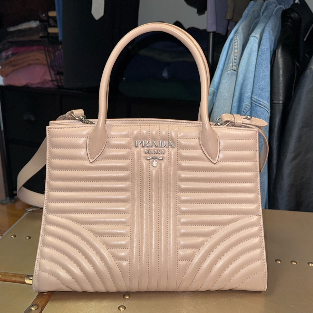 Prada Women's Blush Quilted Leather Satchel